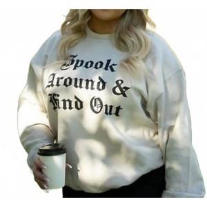 NEW FRIDAY + SATURDAY spook around sweatshirt in taupe